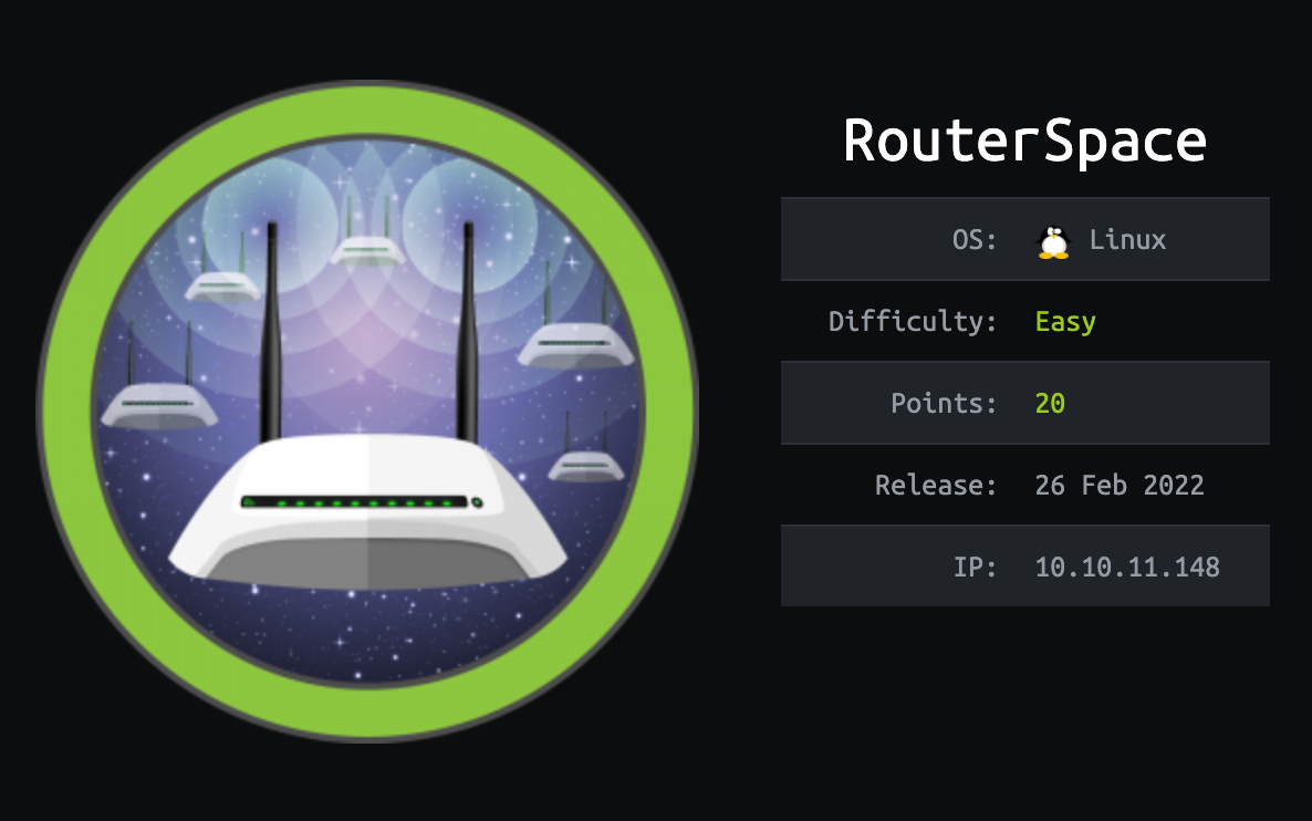 Hackthebox Routerspace Writeup